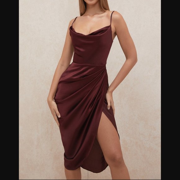 House of CB Dresses & Skirts - House of CB Reva Satin Blacony Corset Dress - Raisin